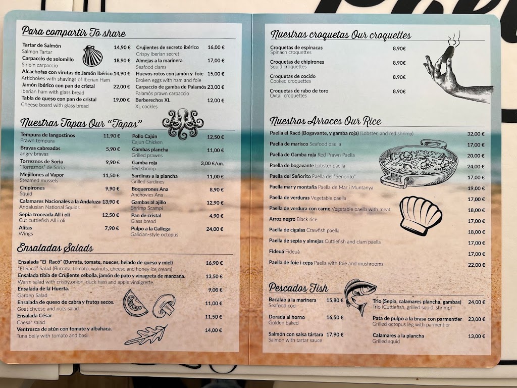 El raco de la paella — Carta