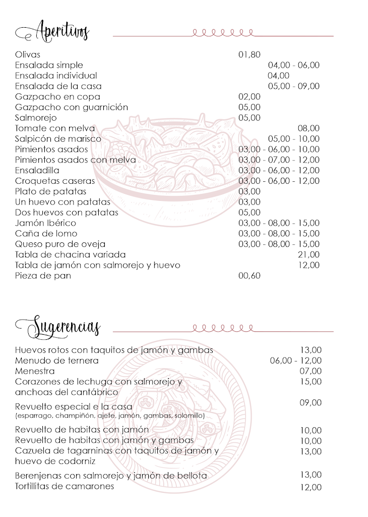 Restaurante Casa Garcia — Carta