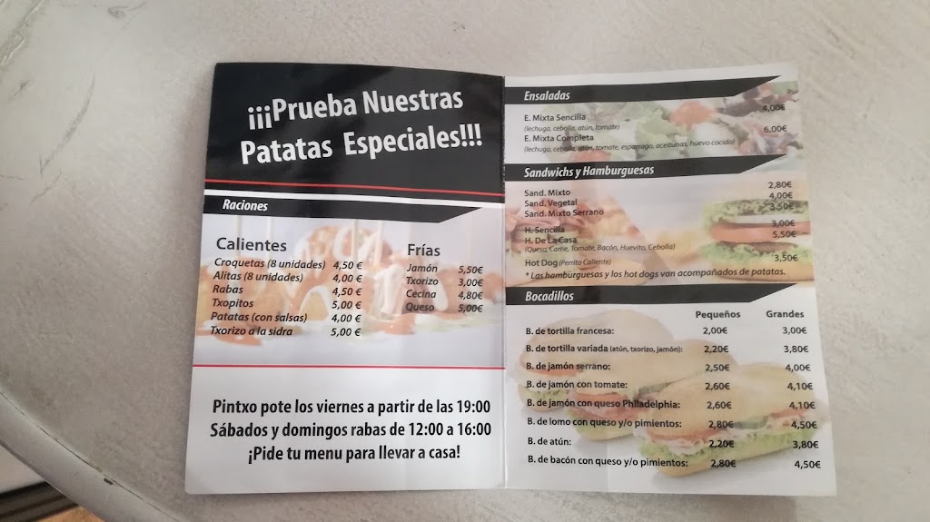 Bar Centro Extremeno Laudio — Carta