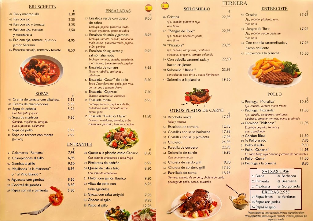 Restaurante Flor del Drago — Carta
