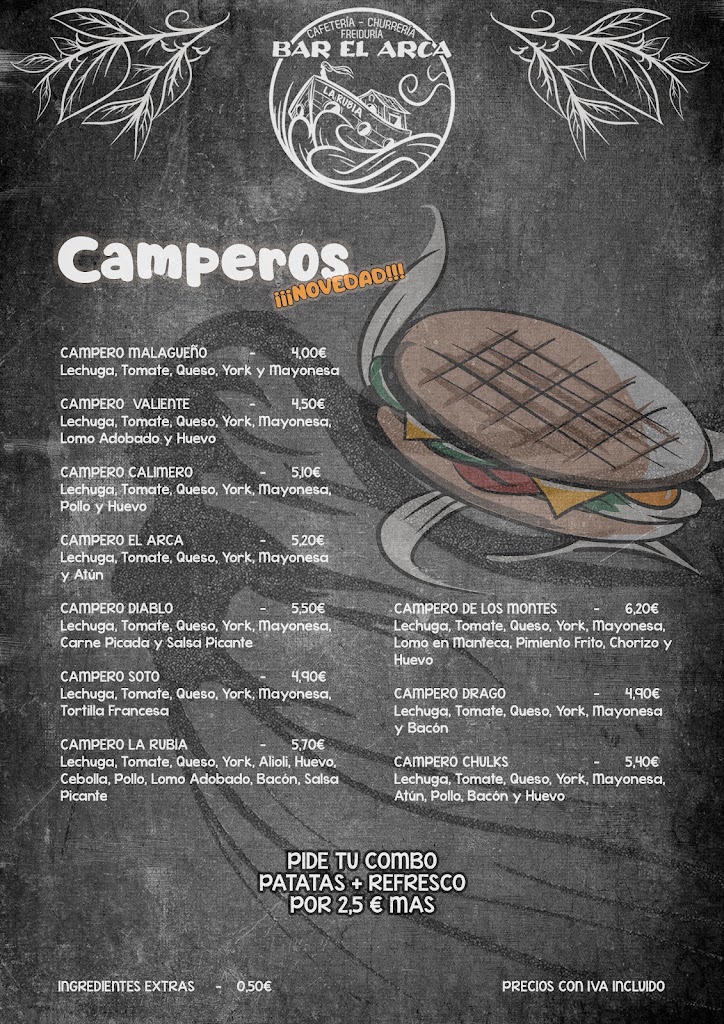 Bar "El Arca" La Rubia — Carta