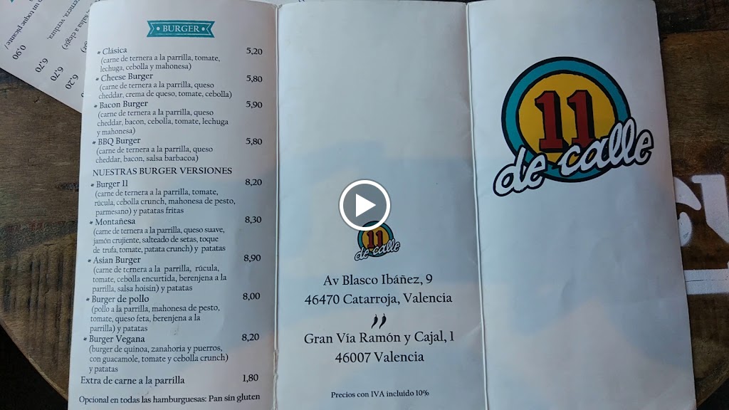 Restaurante 11 de Calle — Carta