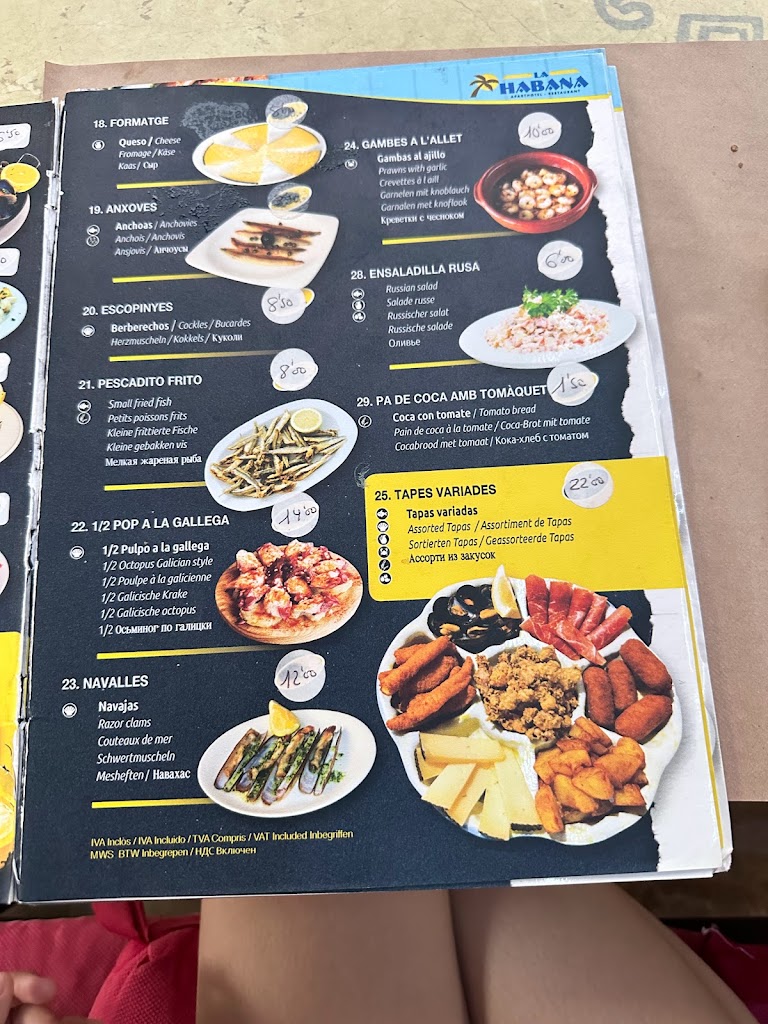 Cafe la Habana — Carta