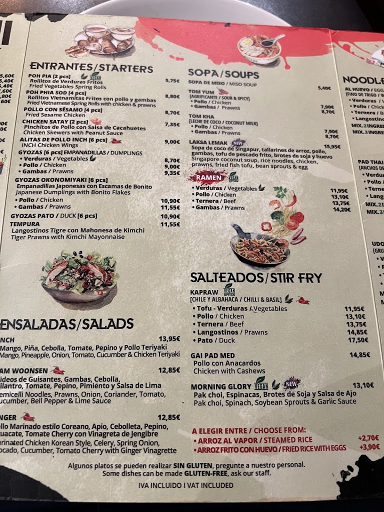 Restaurante Inch Bar — Carta