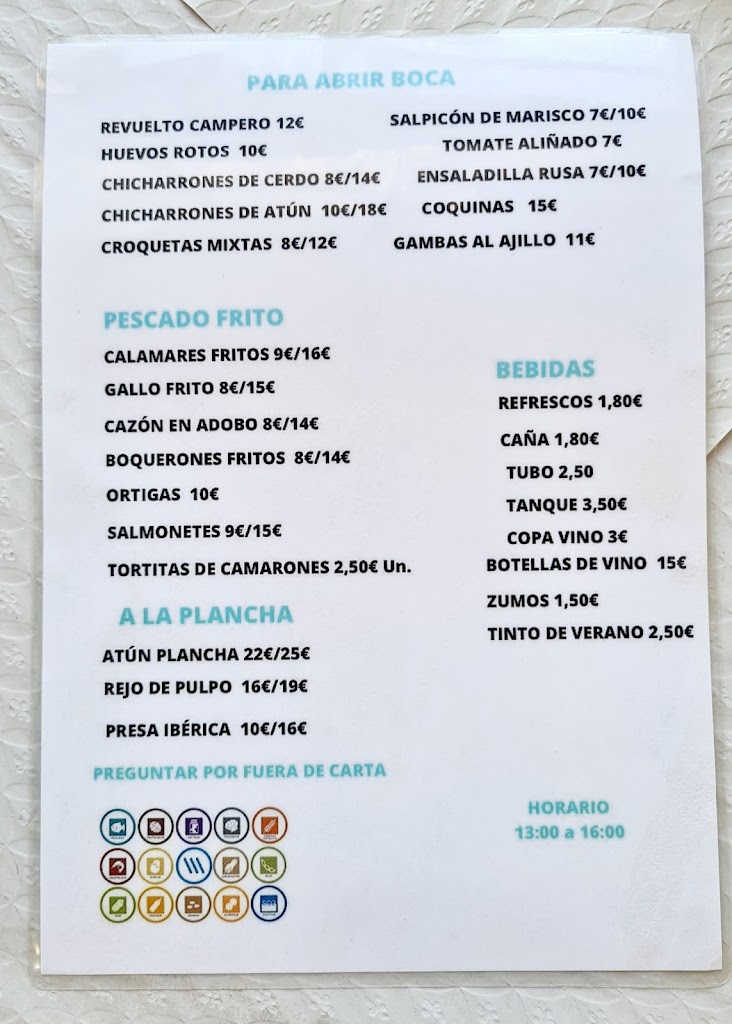Cafe-Bar Talin — Carta