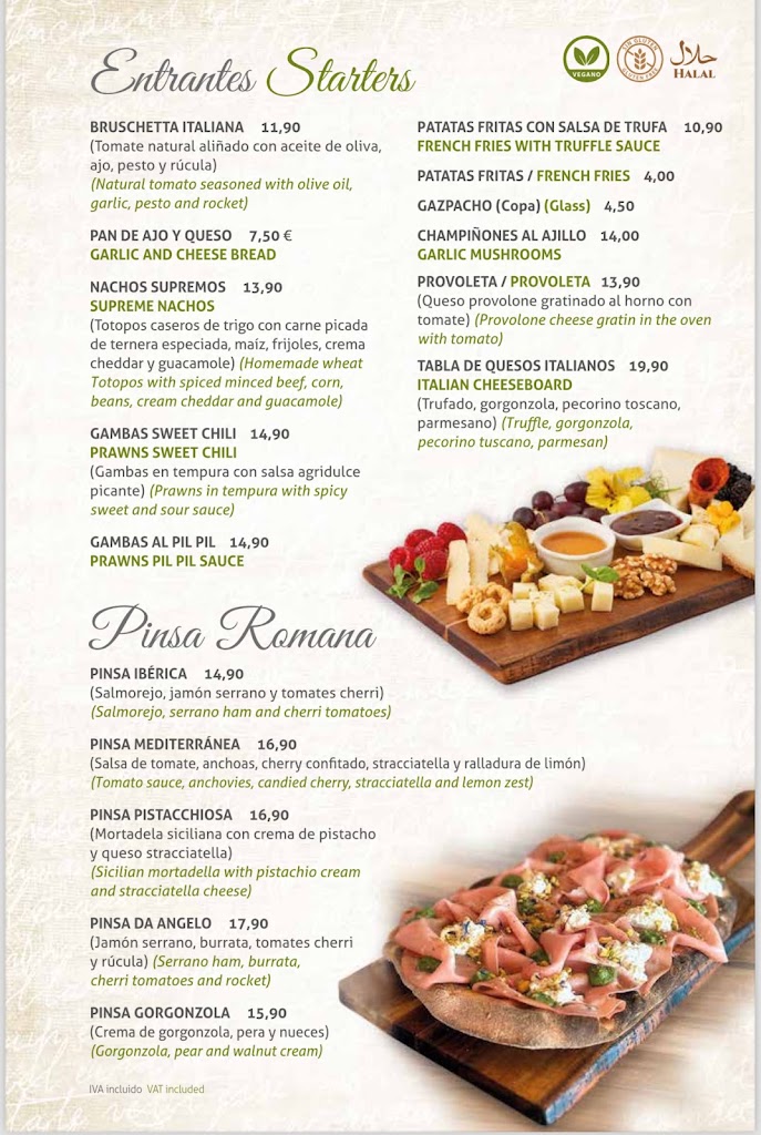 Restaurante Da Angelo — Carta