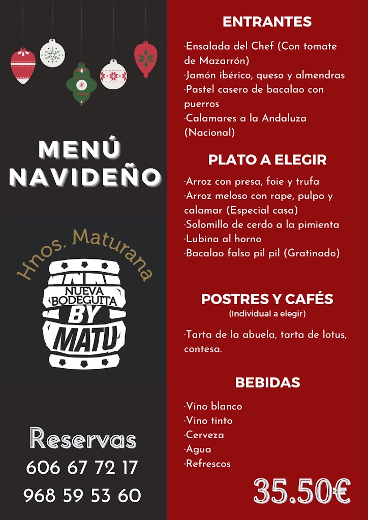 Nueva Bodeguita — Carta