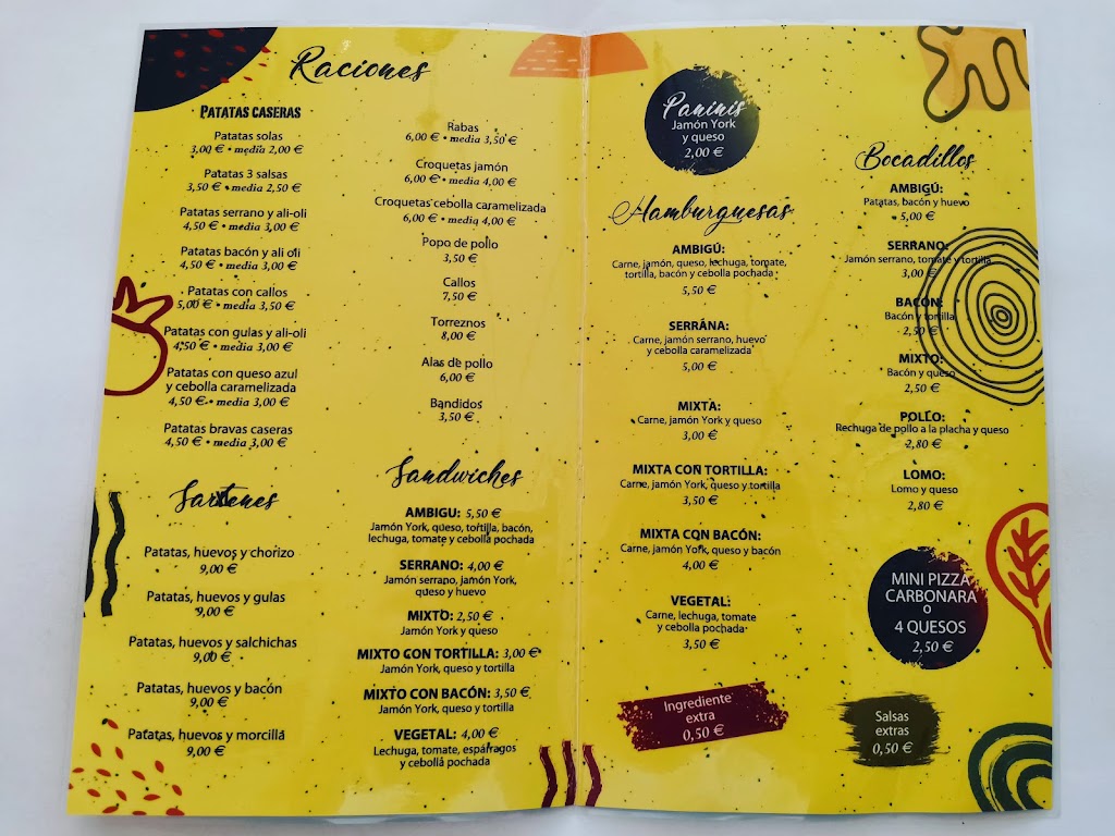 Cafe/Bar Ambigu — Carta
