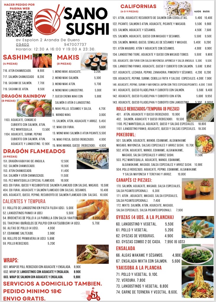 Sushi Sano — Carta