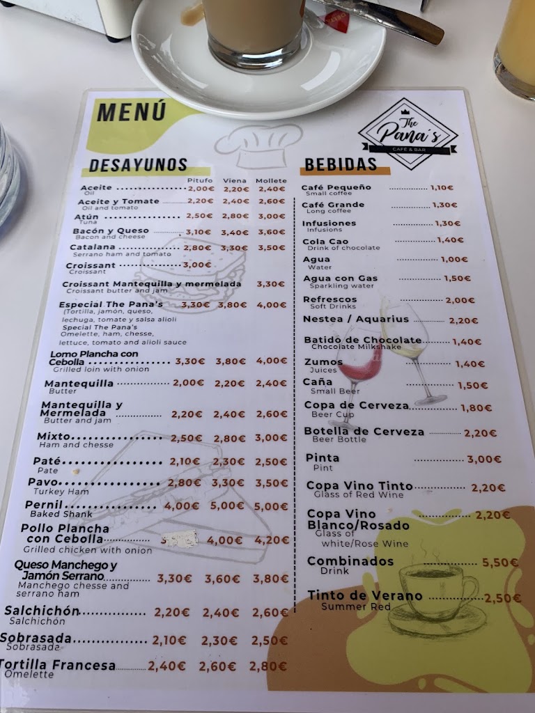 The Pana's Cafe & bar — Carta
