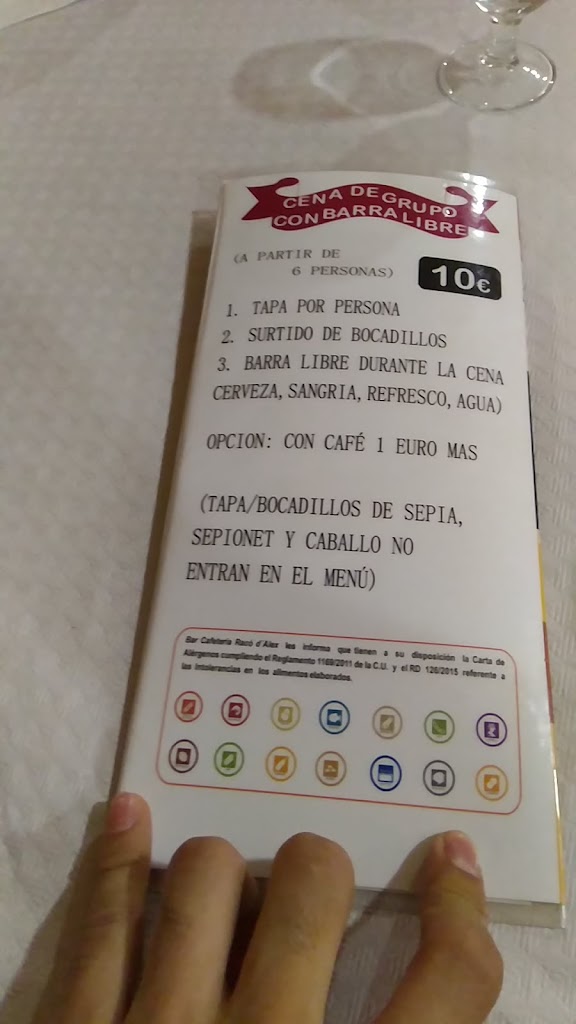 Bar Raco d'Alex — Carta