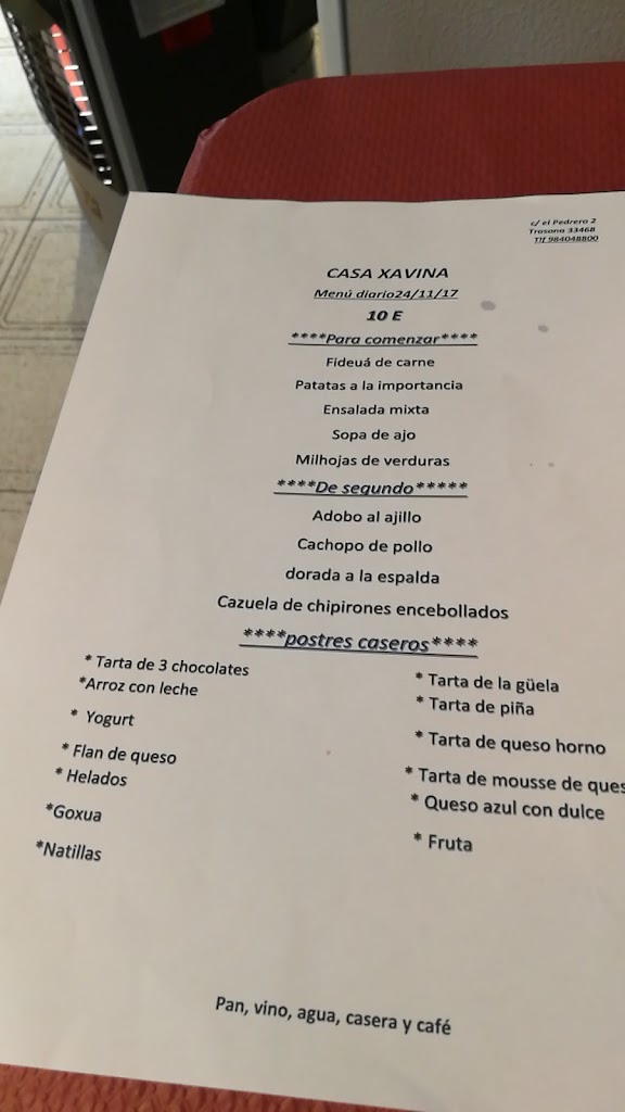 Xavina — Carta
