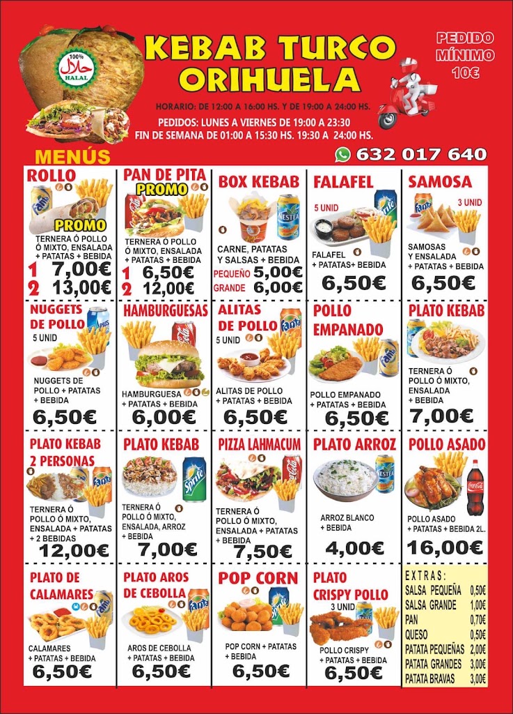 Kebab turco Orihuela — Carta