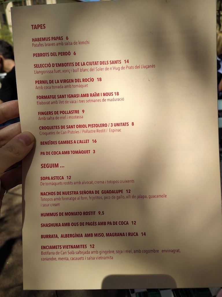 Bar La Ciutat dels Sants — Carta