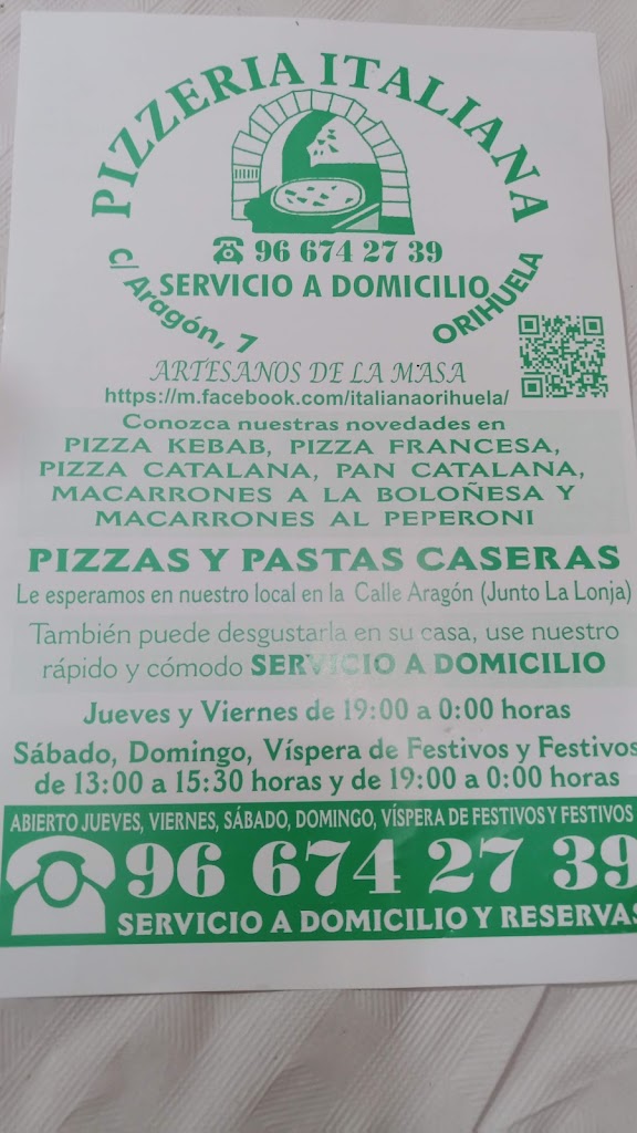Pizzeria Italiana Artesanos de la Masa SL — Carta