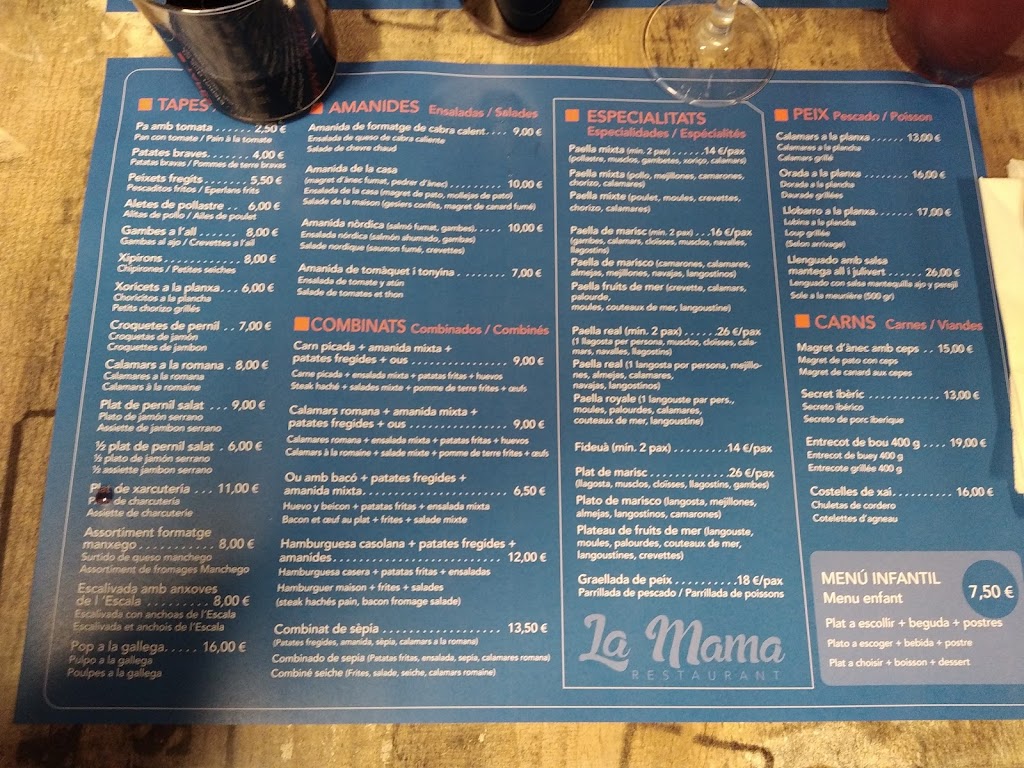 Restaurant La Mama — Carta