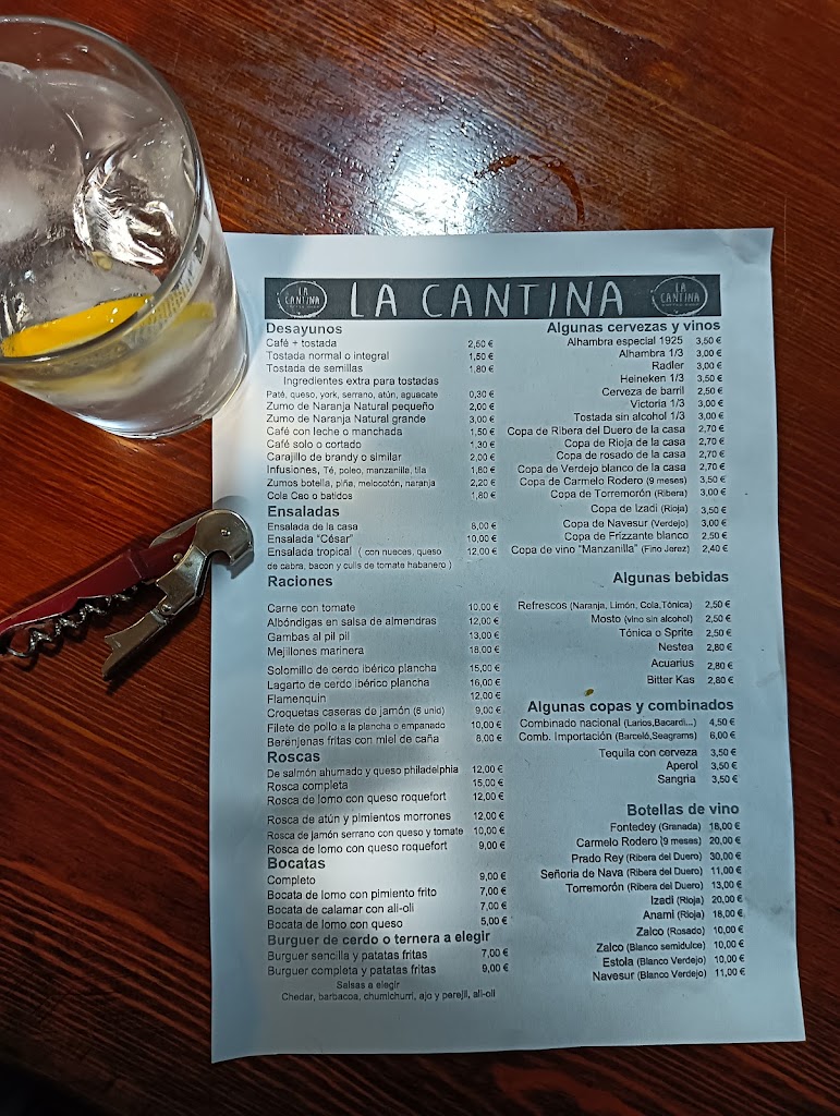 MESON LA CANTINA Cafes, Tapas y raciones — Carta
