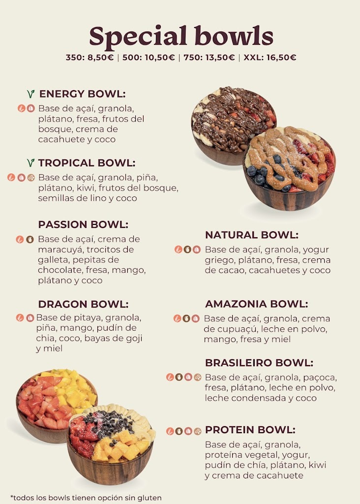 AMAZONIA ACAI VILANOVA I LA GELTRU — Carta