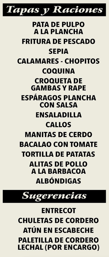 Bar XE QUE BO — Carta