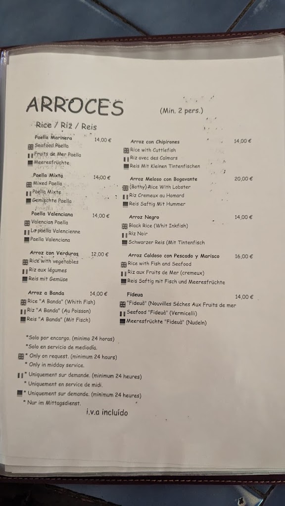 El Vago Bar Restaurante — Carta