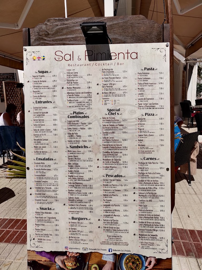 Restaurante Sal & Pimienta — Carta