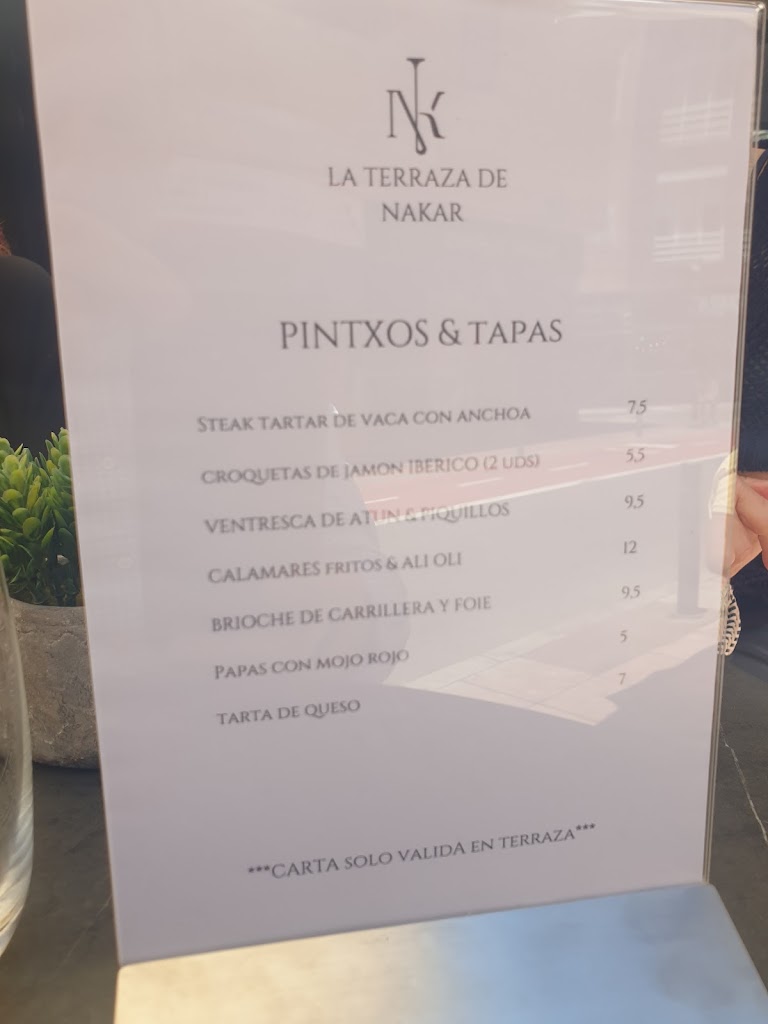 Nakar Restaurante — Carta
