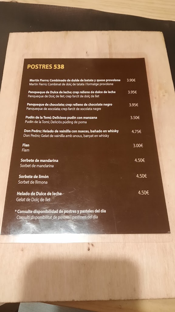 Asador 538 — Carta