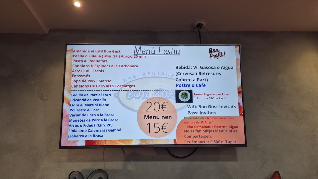 Bar Restaurant Bon Gust — Carta
