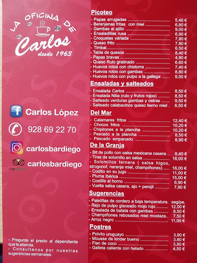 La Oficina de Carlos Bar Diego — Carta