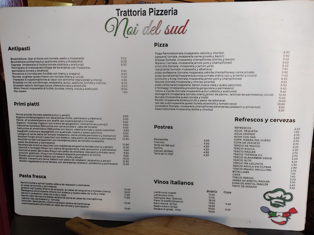 Trattoria Pizzeria Noi del Sud — Carta