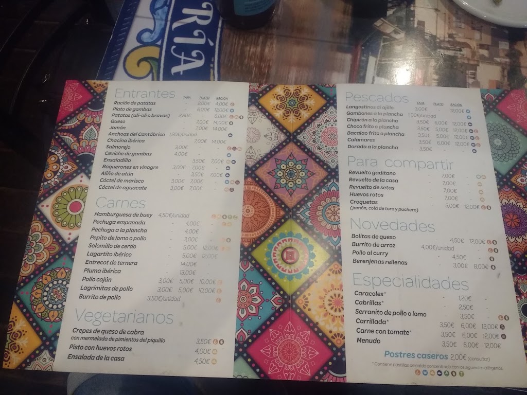 Bar La Carrera 23 — Carta