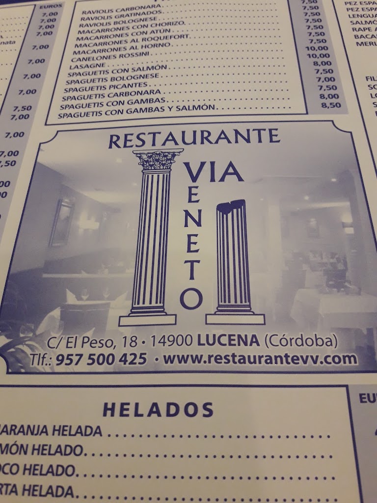 Restaurante Via Veneto — Carta