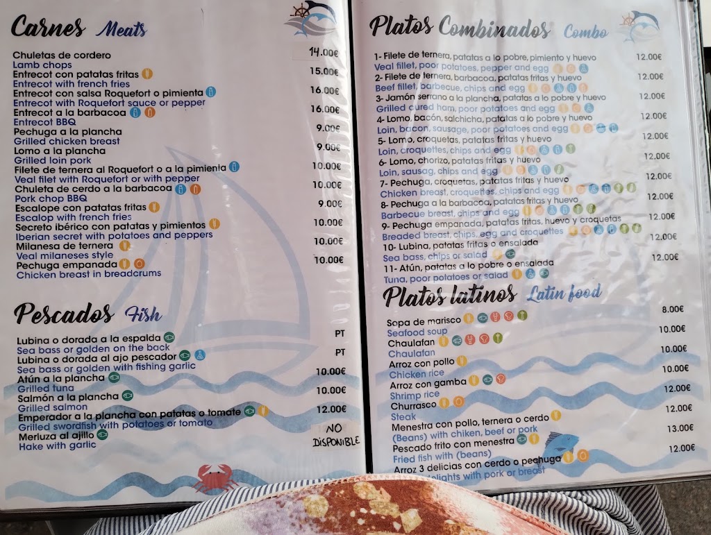Bar Restaurante El Delfin — Carta