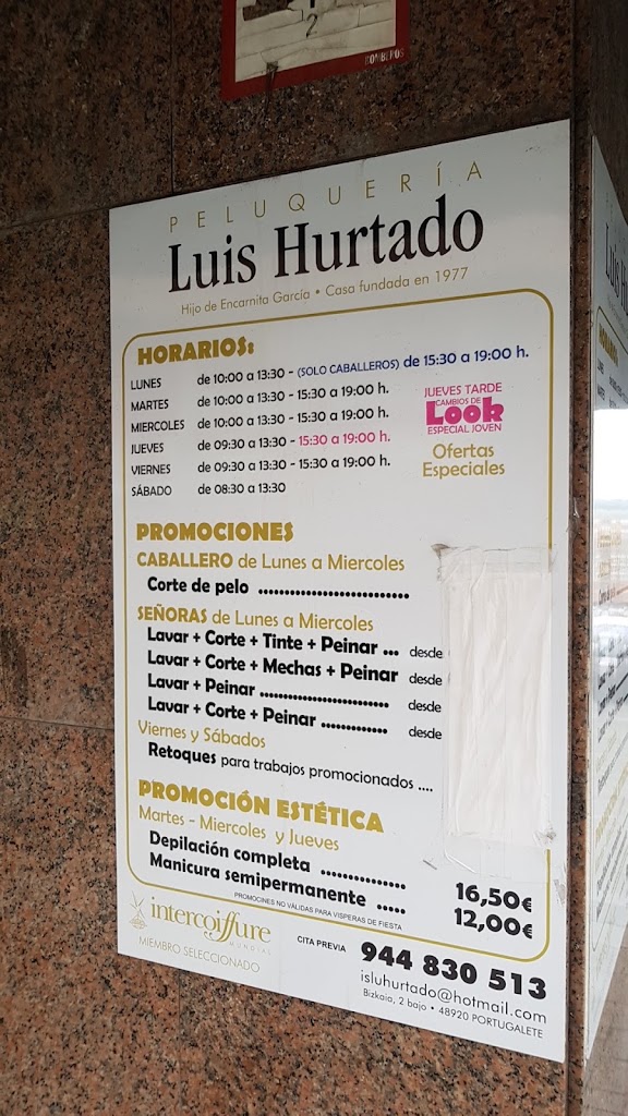 Peluqueria Luis Hurtado — Carta