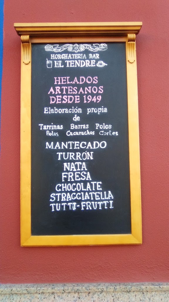 Horchateria El Tendre — Carta