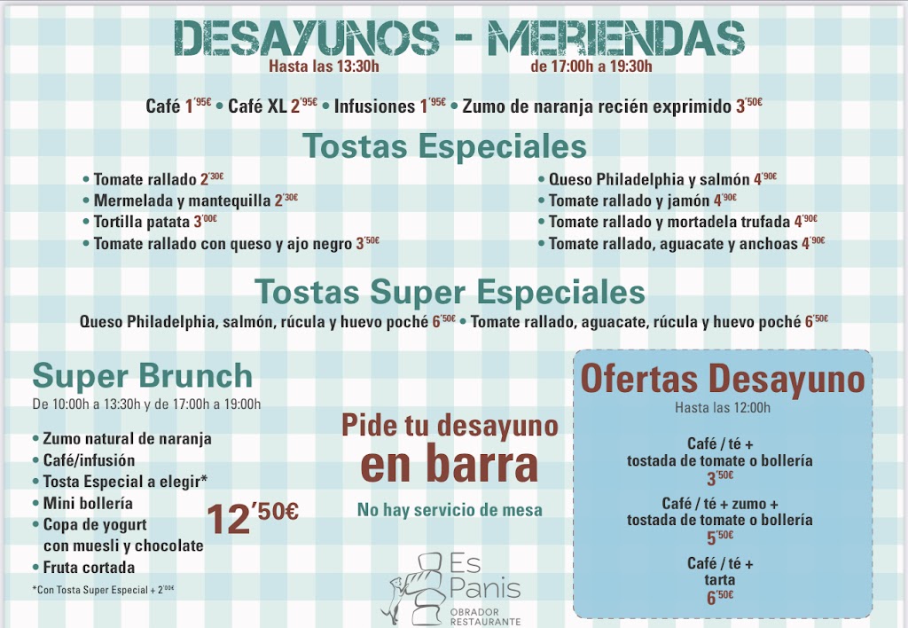 Restaurante EsPanis — Carta