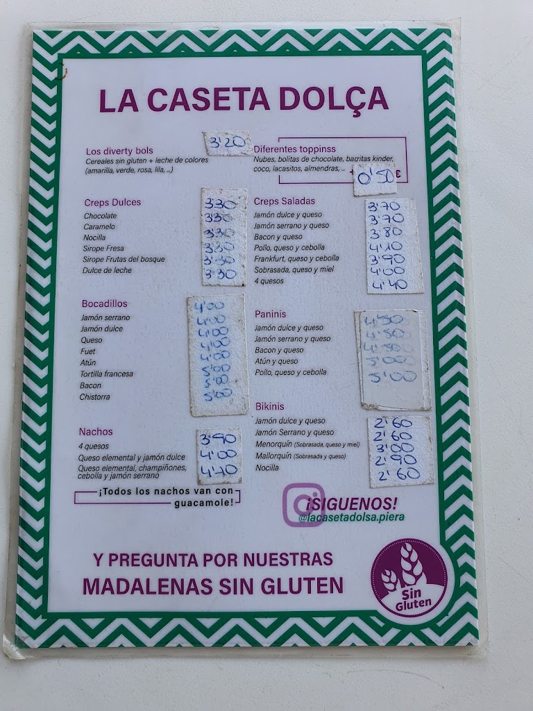 La Caseta Dolca — Carta