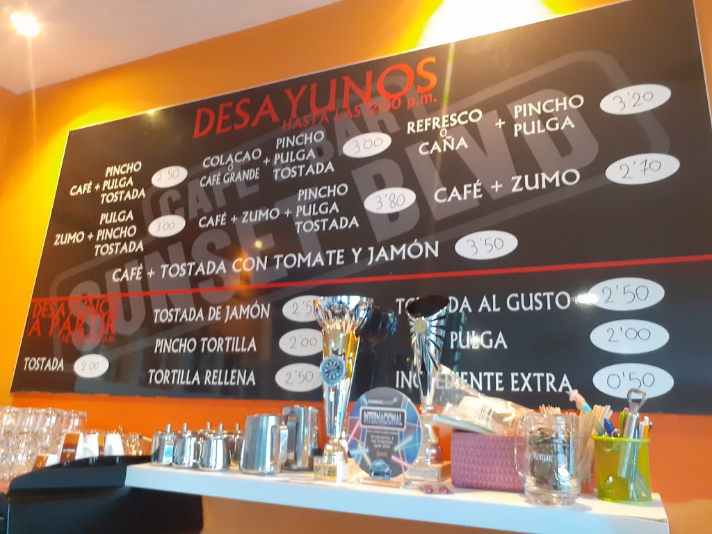 Cafe Bar Sunset BLVD — Carta