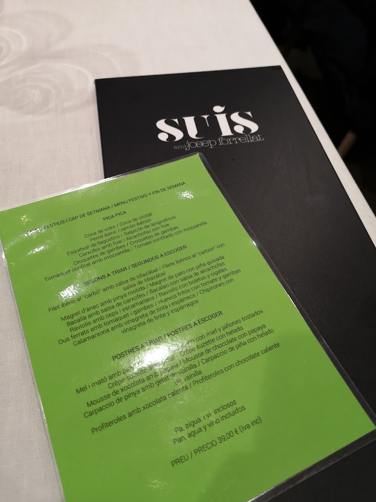 Restaurant Suis — Carta