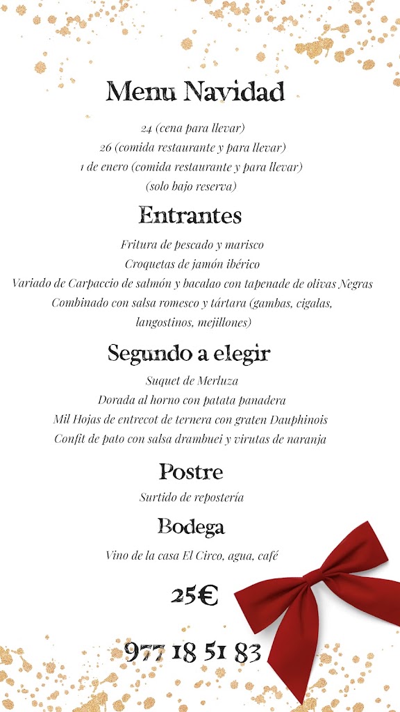Restaurante Brisas de Mar — Carta