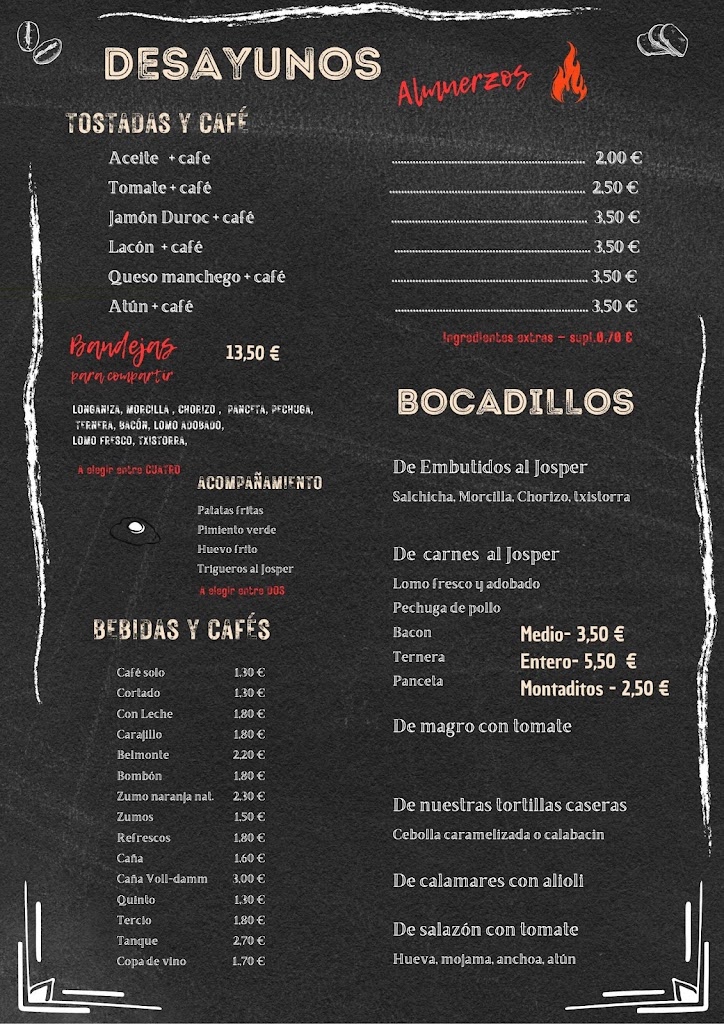 Socarrat. Bar i Brases — Carta