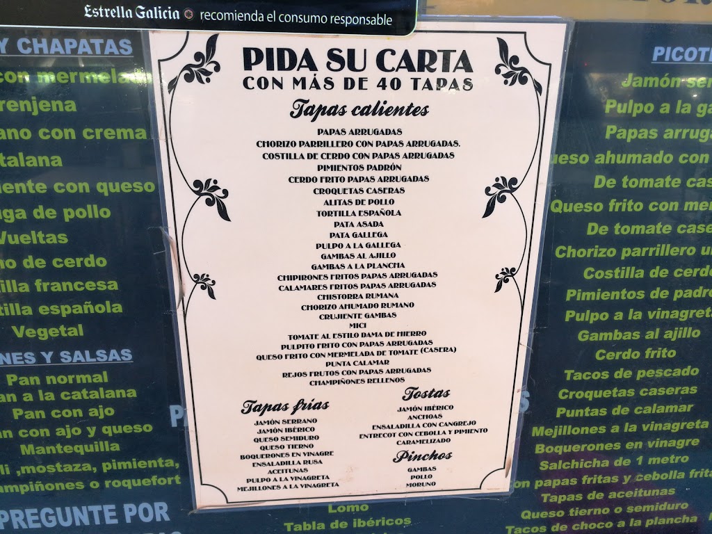 Bar Cafeteria - La dama de hierro — Carta