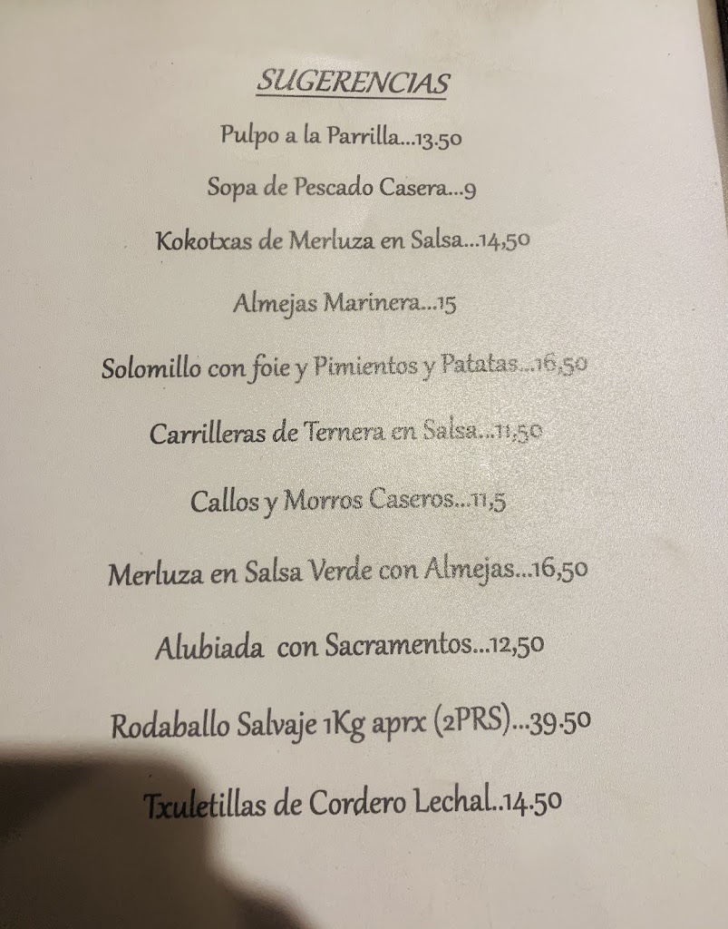 Horbel taberna — Carta