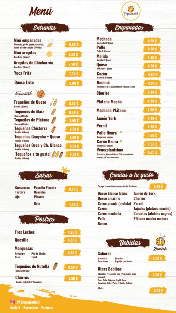 Empanadish Take Away — Carta
