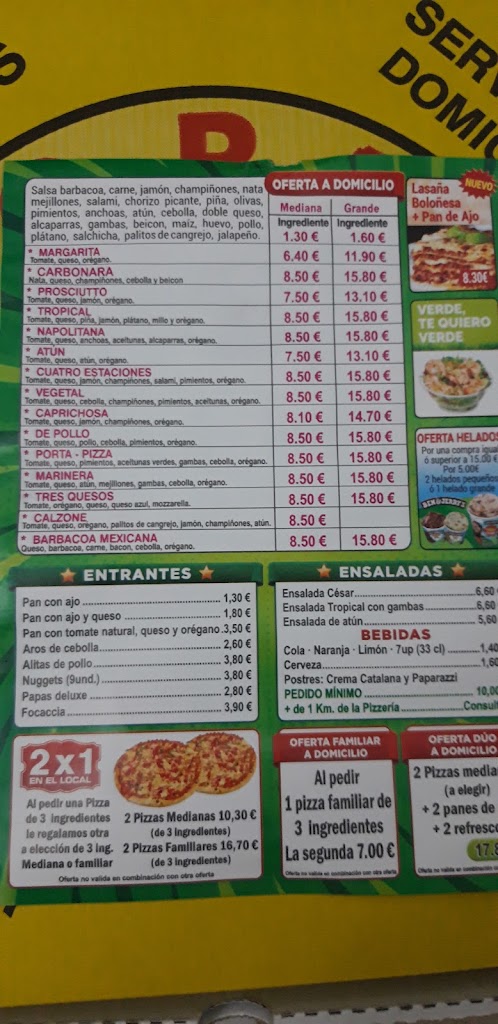 Porta pizza - Santidad — Carta