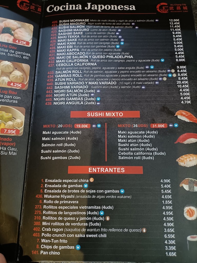 Wu Chang Restaurante — Carta