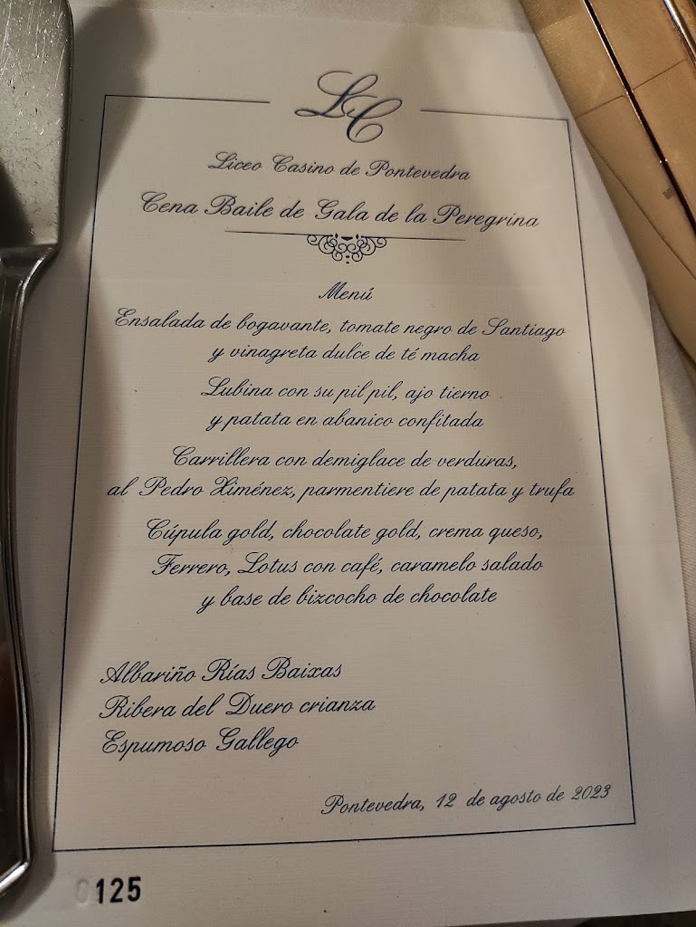 Liceo Casino (A Caeira) Pontevedra — Carta