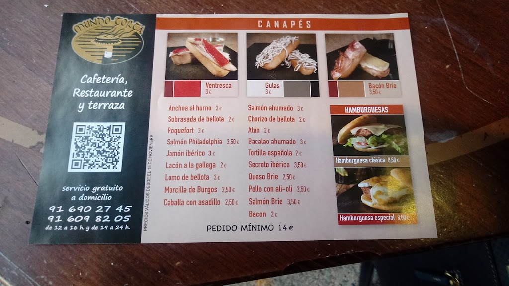 Restaurante Mundo Torta — Carta