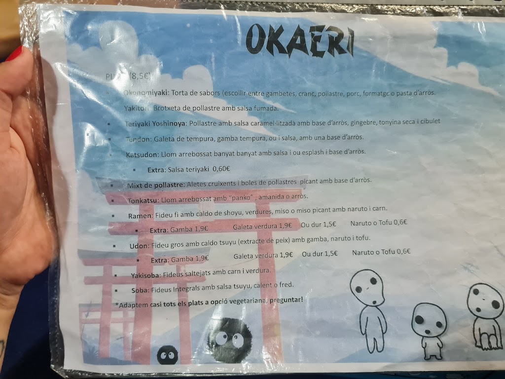 Restaurante Okaeri — Carta