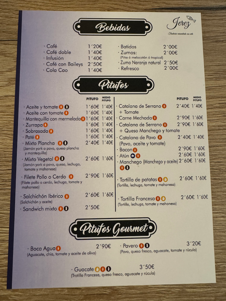 Restaurante Jerez — Carta